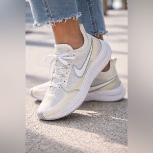 Nike Women's Cream and White Casual Running Sneakers
